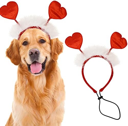 Костюм на Куче на Свети Валентин, Превръзка на Главата от Сърце за Кучета, Аксесоари за Костюми за Домашни Любимци в Деня
