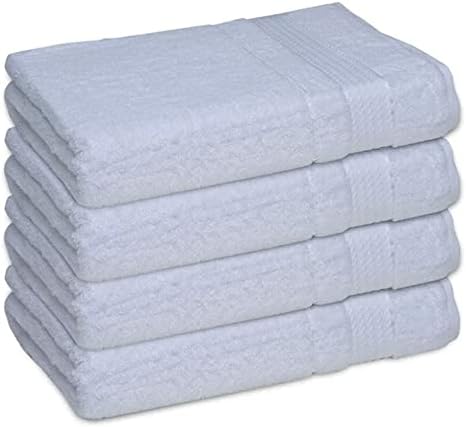 Комплект хавлиени кърпи HNU Доста Бели на цвят от турски памук с дълъг дрямка, Комплект от 2 кърпи | Удобен Гладка