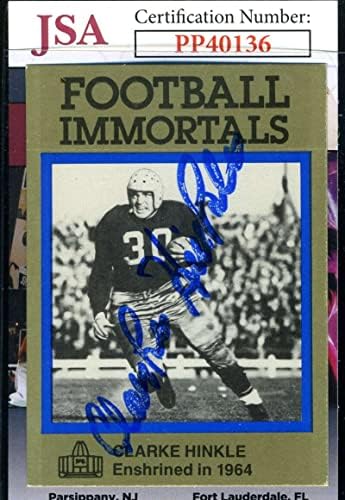 Кларк Хинкл JSA Coa Подписа автограф 1985 Football Immortals