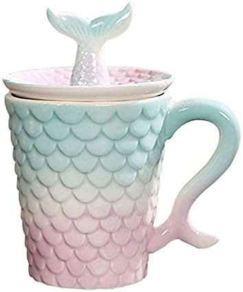 големи чаени чаши, Креативна Сладка Цветна Русалка с Капак, Керамична Чаша за Домашния Офис, Мляко, Кафе, Сутрешната Чаша за чай-по подразбиране