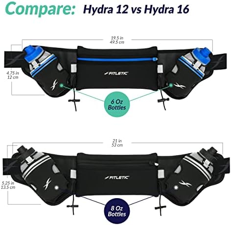 Гидратационный колан Fitletic Hydra 12 V2 | Уникален дизайн с нулев отскок за спринт, триатлон, Ironman, маратон 10 км, 5 км, трейла | богата гама от размери и цветове