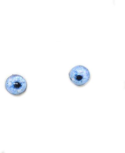 4 мм Супер Малко Светло Синьо Вълк Малка домашен Любимец Куче, Стъклени Очи Двойка Малки Кабошонов с Фиксирана Облегалка