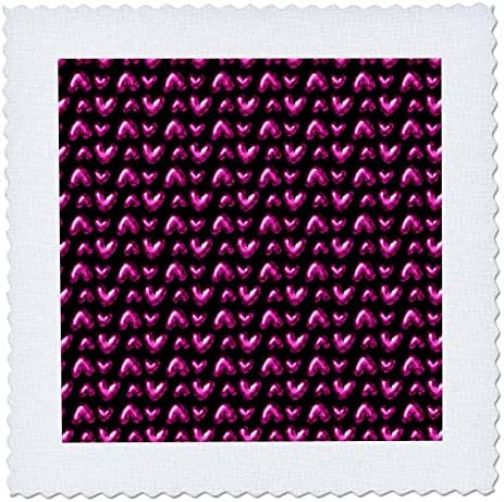 3D Равен Симпатичното, Ярко-розова картина на Метални Сърца Нагоре и надолу - Квадрати за стеганого одеяла (qs_355599_2)