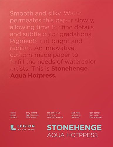 Бележник за акварел Stonehenge Аква, 140 килограма, Гореща преса, 9 x 12 См, Бял, 15 Листа