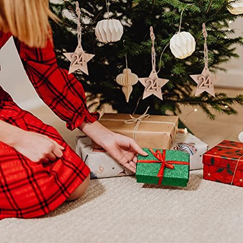 2 Комплекта Коледни Висящи Бижута 1-24 Календар за Обратно Броене Висящи Етикети с Въже Коледно Дърво Стенно Подвесное