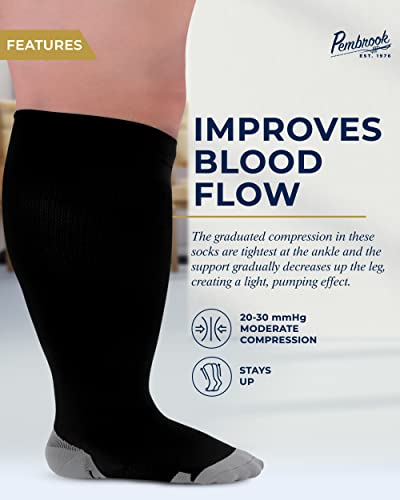 Компресия чорапи Pembrook Размер Плюс, Широки до 6XL |20-30 мм hg.ст., Компресия Чорапи за жени, по-Големи