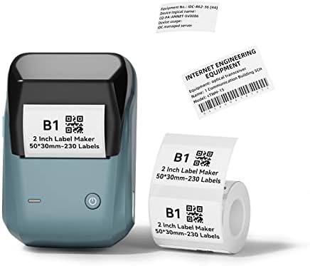 DEEPIN Пакет B1 Label Maker Нов 2-инчов Термопринтер на етикети, баркод с 2 и с малко пари етикети 50 × 30 mm и 40 × 30 мм, цвят Бял