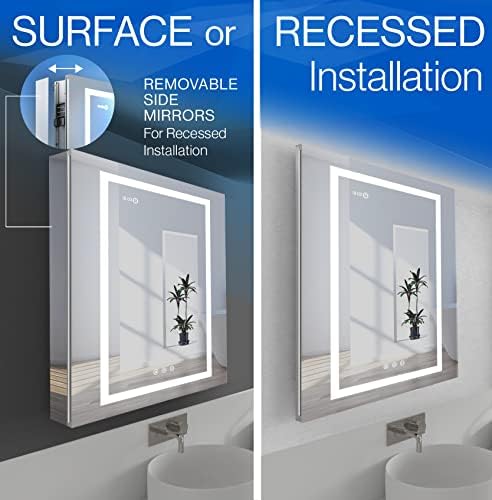 Огледален шкаф за баня KRISTALLUM - Лявата задвижваната 24x32 - Комплект led подсветка с wi-fi ключа + Защита от