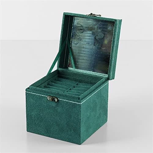 HTAWI Кадифе Кутия За съхранение на Бижута Ретро Зелен Стилен Голям Капацитет Часовници, Обеци, Пръстени, Подарък Калъф