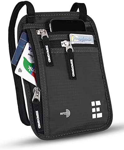 Пътен Чантата си на врата с RFID заключване, Пътна чанта за Носене на врата, Държач за паспорт за жени и Мъже, Запазвайки Ценните Неща за безопасно пътуване