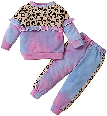 Комплект дрехи за малките момичета Зима 12 18 24 месеца Леопардовая Hoody с дълги ръкави и Панталони Комплект Дрехи от 2 до 6 години
