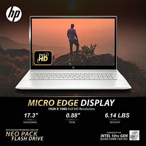HP Envy 2019,17,3 Full HD Touch, четириядрен процесор i7-10510U 10-то поколение, NVIDIA MX250 (4 GB), SSD устройство