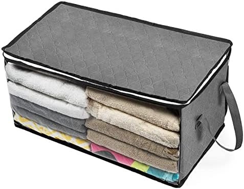 Кутия за съхранение от Нетъкан текстил YARNGI, Сгъваема Чанта За съхранение на Завивки, Кутия за организиране на дрехи в Гардероба си, пылезащитная 58 × 31 × 30 см, Сиво