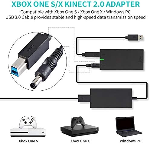 E EGOWAY Адаптер Xbox Kinect Зарядно устройство за сензор за Xbox One S/ X Kinect 2.0 и Windows PC Адаптер за разработване