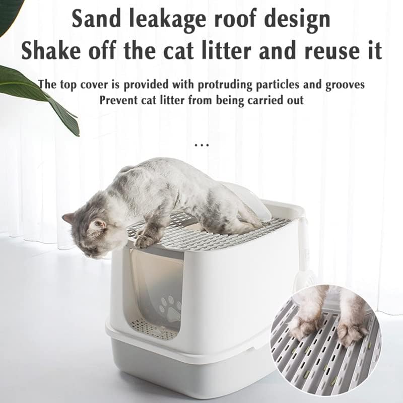 TJLSS котешката тип мида за котки със защита от Пръски вода, Закрит Висока Ограда, Мебели за Котешки тоалетни (Цвят: B)