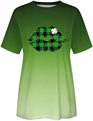 CGGMVCG Риза на Деня на Св. Патрик, Дамски Скъпа Риза, Отгоре с Къс Ръкав, Ежедневни тениски с Принтом, Зелени Ризи