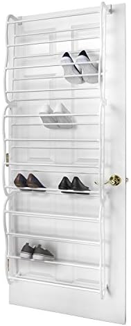Метален Органайзер за обувки слънчев лъч над врата (Бял) / By Home Basics | Органайзер за обувки на вратата / е Подходящ за стандартни врати на спални От Home Basics