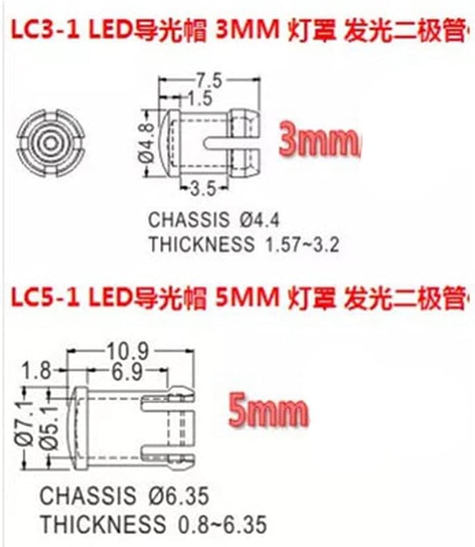 3 мм/5 мм led лампи мъниста лека тръба Капак Резистор Защитен ръкав 30 бр. - (Размер: LC3-1)