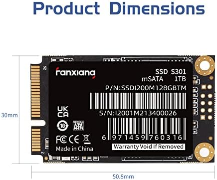 fanxiang S301 256 GB mSATA SSD Mini SATA III 6 Gb/сек. Вътрешен твърд диск, 3D NAND flash, Съвместими с Ультрабуком, настолен
