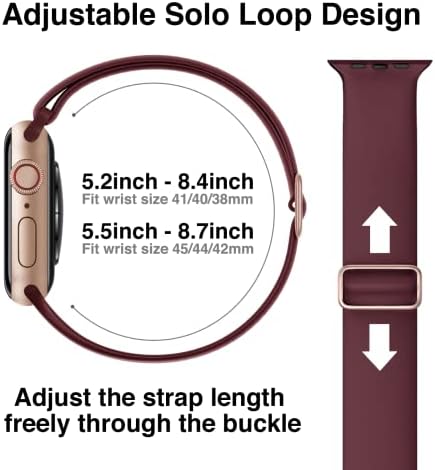 Течен Силикон Ластични въжета за часа Solo Loop, Съвместими с Apple Watch 38 мм 40 мм 41 мм 42 мм 44 мм 45 мм, спортен