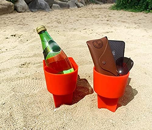Плажен поставка за Чаши Многофункционален Плажен поставка за Чаши с Пясък и Трева, държач за напитки, Телефон, Слънчеви Очила,