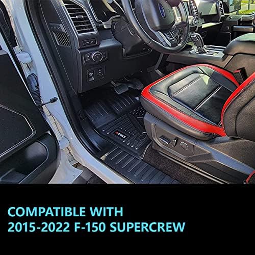 Подложки A-KARCK, съвместими с F150 SuperCrew, Специално Подбрани подови настилки за кабината на Ford F-150 SuperCrew 2015-2022 години на освобождаването, Всепогодная защита TPE за 1-ви и 2-р?
