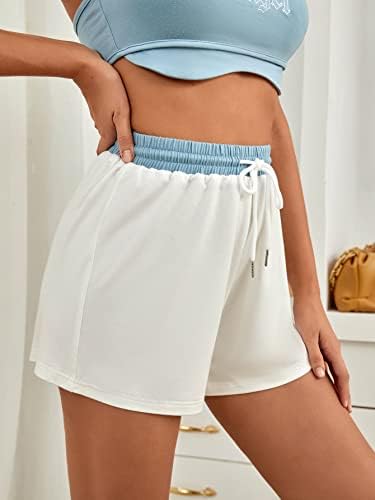 Дамски къси панталони EBOMIX, спортни къси панталони с завязками на талията (Цвят: бял, Размер: Малък)