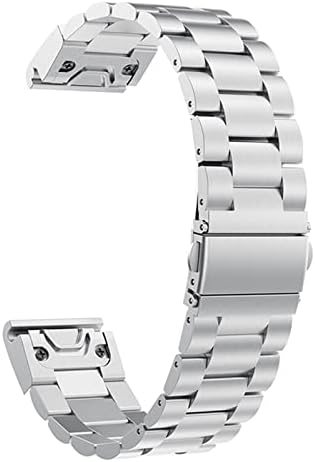 FORFC Быстроразъемный каишка за часовник от Неръждаема Стомана, 26 мм, 22 мм и каишка за Garmin Fenix 6 6X Pro 5X5 Plus 3 HR Watch Easyfit Strap (сребрист цвят, размер: 26 мм, Fenix 5x5xplus)