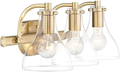 Модерен Стенен Лампа Possini Euro Design Sorren от Топла Месинг със Златно Метална Жица 20 1/2с 3 Лампи, Лампа от Прозрачно