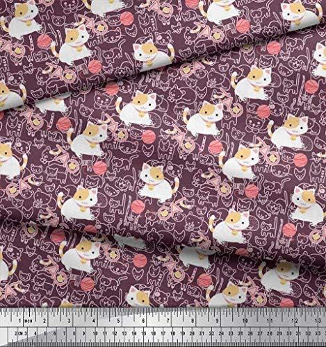 Щампи от полиэстеровой крепированной тъкан Soimoi, вълна и детска тъкан Cat ширина ярда 42 инча