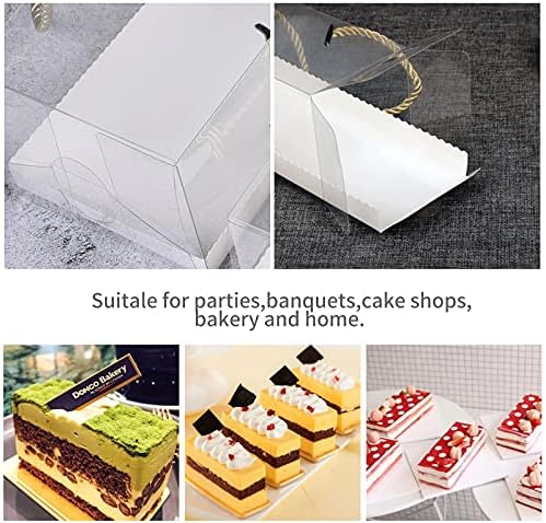 Flunyina Прозрачни Кутии за торти с картон и дръжка, Поставка за кифли, Кутии за печене На храна за вкъщи, Контейнер за