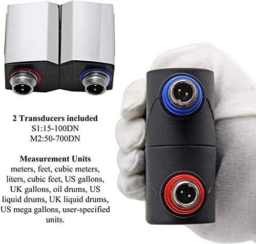 Ръчно ултразвуков разходомер CGOLDENWALL TDS-100 Разходомер за измерване дебита на водата, сензор за скорост, Контролен скоба за газопровода на сензора (DN50-700mm)