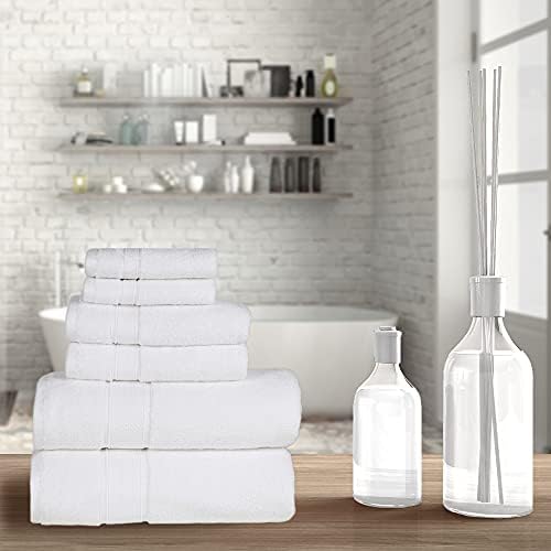NOVA Luxury Linen - Набор от турски кърпи, хотелски качество за баня (комплект кърпи от 6 теми, чисто бяло)