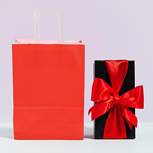 NUOBESTY Подаръчни Опаковки за шоколадови Бонбони 25шт Червени Хартиени торби с Дръжки плавателни съдове за хранителни Стоки