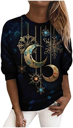 NOKMOPO / Дамски Блузи, Дамска Мода, Всекидневни Пуловер с дълъг ръкав и кръгло деколте и Принтом, Блузи, Топ, Блуза