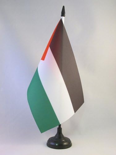 ФЛАГ на АЗЕРБАЙДЖАН Тенис на Палестинския Флаг 5 x 8 - Тенис на Палестинския Флаг 21 х 14 см - Черна Пластмасова Пръчка и Основата на