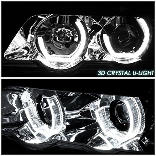 [Халогенна модел] 3D Crystal Промяна на цвета RGB Led U-Halo Проектор Фарове Лампи с указател на завоя и комплекти от инструменти е Съвместима с BMW X5 00-03, От страна на водача и пъ