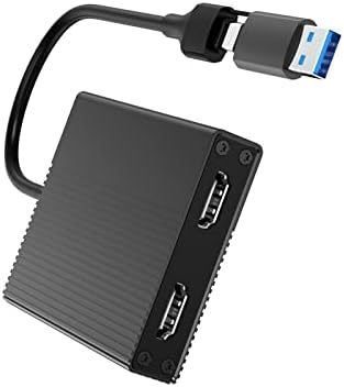 Адаптер за два монитора HBAVLINK USB, вграден чип DisplayLink DL6950, адаптер за две дисплеи USB 3.0 и USB C-HDMI