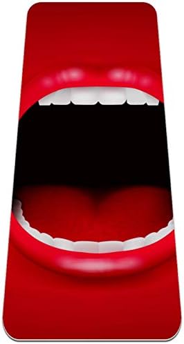 Siebzeh Funny Red Mouth Lip Премиум-Дебела подложка за йога Екологичен Гумена подложка за здраве и фитнес, Нескользящий Мат за всички видове упражнения, йога и пилатес (72 x 24x 6 м?
