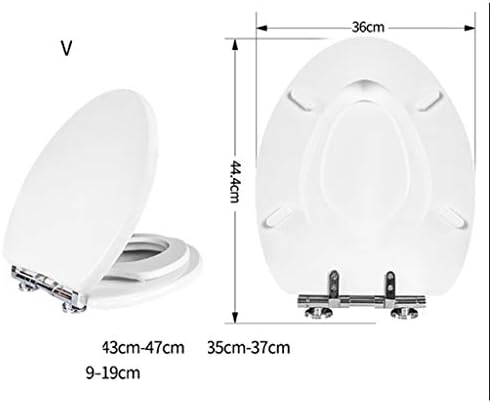 Удължавам седалка за тоалетна YEBDD за саксията, за Възрастен, за деца, с Хромирани Метални панти, капака на тоалетната чиния (по-дълги бяла) (Цвят: V)