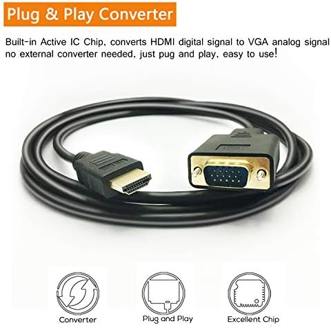 Кабел PeoTRIOL HDMI-VGA, 1080P HDMI Male-VGA Male M/M Конвертор Видео Кабел VGA Адаптер е Съвместим с HDMI за настолни