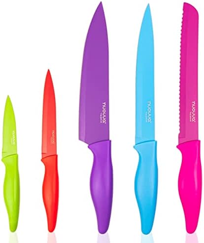 комплект Кухненски Ножове nuovva и с Цветна Маркировка от 5 Цветни Ножове от Неръждаема Стомана