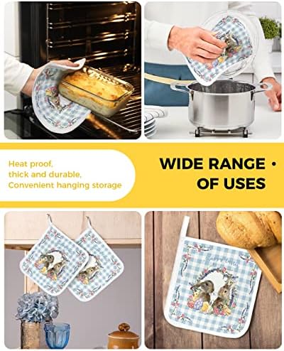 5 Опаковки Притежателите на Тенджери Топлоизолационна Potholder, Великденски Подложки За горещи Многофункционална Тампони за Фурната, Двойно Тъканни кухненски ръкави