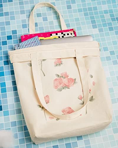 Холщовая чанта-тоут Xuzey за жени, за Многократна употреба за Хранителни стоки Чанта с Вътрешен джоб и цип, Скъпа Чанта-тоут