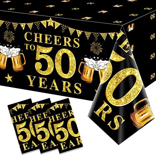 3 Опаковки на Черно Злато, Украса за Покривки на 50-ия Рожден Ден за мъже и жени, Празнична Покритие за плот на 50 години, Аксесоари за Партита, за Еднократна употреба П?