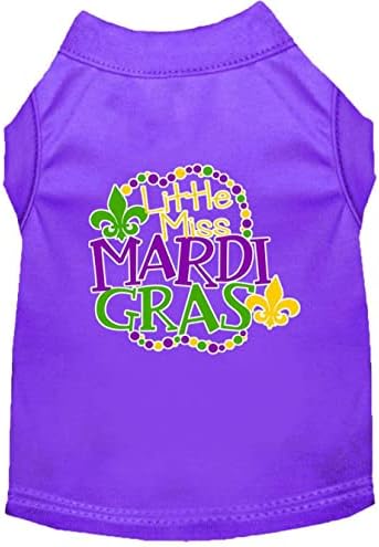 Mirage Пет Product Тениска за кучета с Сито печат Miss Mardi Gras Mardi Gras Лилаво Lg