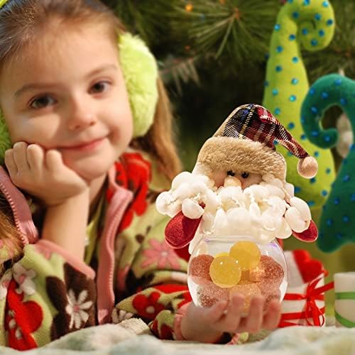 Коледна Банка За Детски Бонбони Подарък-Дядо Коледа, Снежен Човек Украшение Кутия За Съхранение Прозрачна Пластмасова Новост
