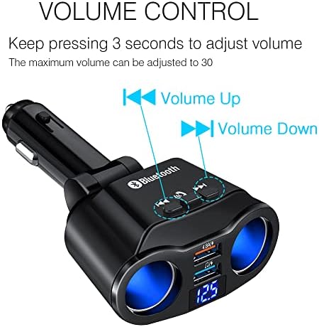 Регулатор на силата на звука на Bluetooth FM предавател за кола, Двойна Запалката VIIMAKE 4.8 A, Зарядно за Кола