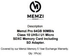 MEMZI PRO 64GB Class 10 90 MB/с Карта памет Micro SDXC с адаптер SD слот за таблети на Acer или Nvidia