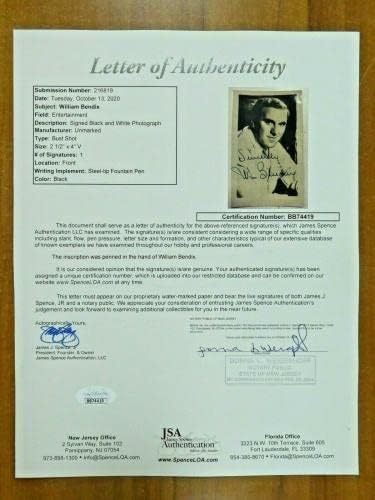 Уилям Бендикс, актьор Бейб Рут Стори, подписано на Снимка с размер 2,5 х 4 с Пълна Писмо JSA - Снимки на MLB с автограф